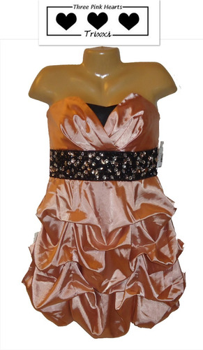 Vestido De Fiesta Talla 13 Corto Straples Rosa Coral Hermoso