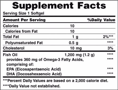 Imagen 2 de 3 de Omega 3 Fish Oil 1200mg 180 Capsulas Softgel Importado Usa
