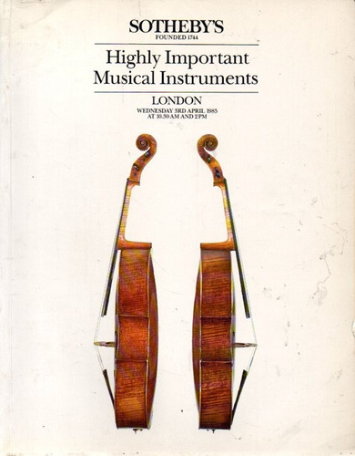 Sotheby´s - Highly Musical Instruments Bello Catalogo 1985