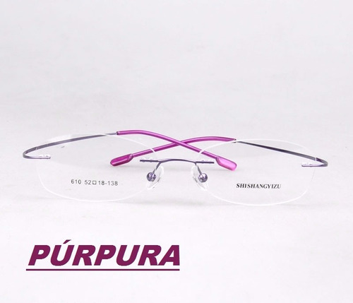 Armação Púrpura Sem Aro P/ Óculos De Grau Em Titânio Memory