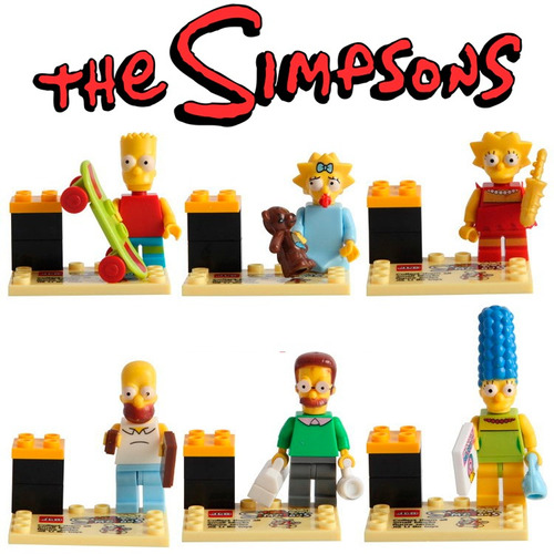 Kit 6 Bonecos Simpsons Homer Bart Margie - Compatível Lego