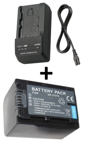 Kit Bateria Np-fv70 + Carregador P/ Sony Handycam Hdr-cx100