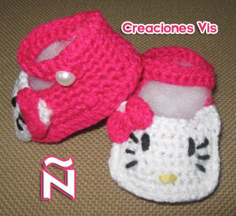 Zapatitos Hello Kitty Bebé Tejidos A Mano Crochet Varios Mod