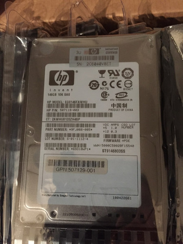 Hd Sas Hp 146gb 10k 6g Spare 507283-001 - Novo Sem Uso