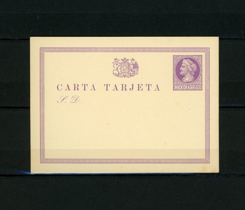 Imagen 1 de 1 de Tarjeta Postal Con Sello Impreso, 1872, Filatelia Chilena