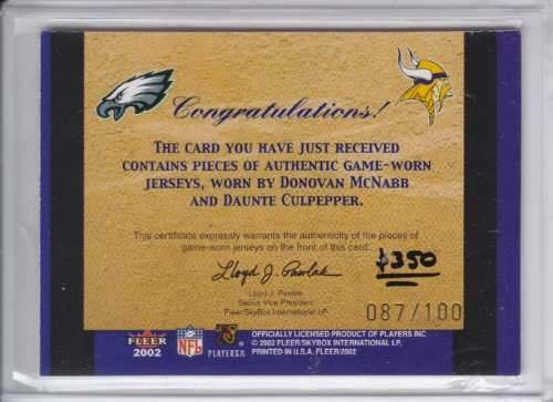 2002 Fleer 2x Patch Jersey Donovan Mcnabb Culpepper 87/100 (Usado)