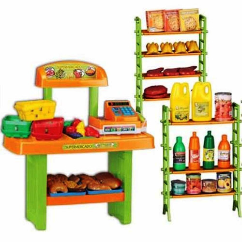 Supermercado Para Niños Caja Registradora Accesorios 59 Pzs