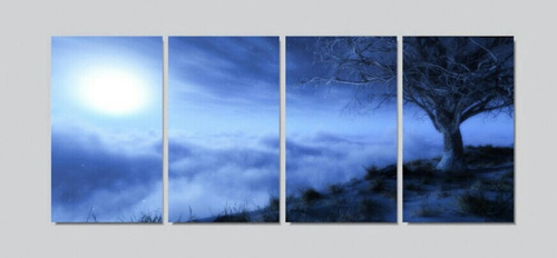 Quadro Decorativo Lua Árvore Monte 100cm X 50cm