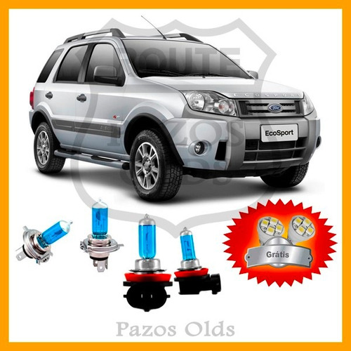 Kit Lâmpada Super Branca H4 + Hb4 55w Ecosport 2004 À 2012