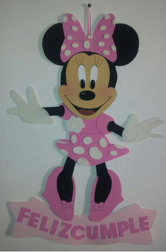 Cartel Cumpleaños - Minnie - Goma Eva 50 X 36 Cm