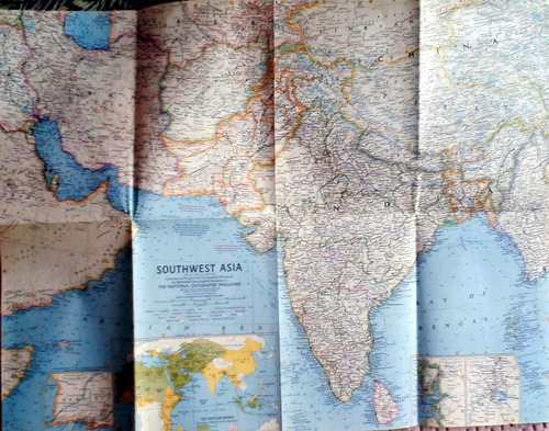 Mapa Sothwest Asia Nat Geo 1963 62 X 48 Cm Buen Estado