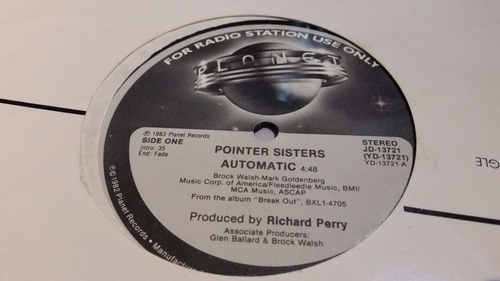 Pointer Sisters Automatic Vinilo Maxi Promo Radio Only Usa