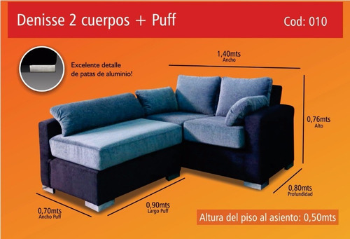 Sillon Sofa Esquinero 2 Cuerpos Premium Placa Asiento 18 Cm