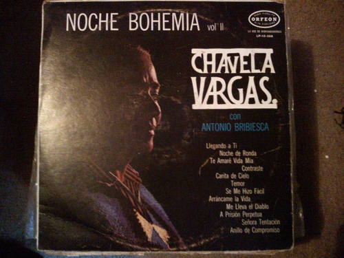 Disco Acetato De Chavela Vargas Noche Bohemia Vol.2