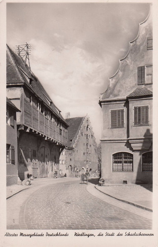 Antigua Fotografia Postal Calle Nordlingen Baviera Alemania