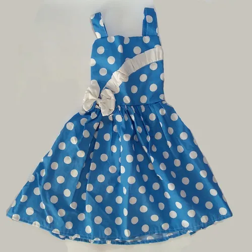 Vestido infantil poa azul e cheap branco
