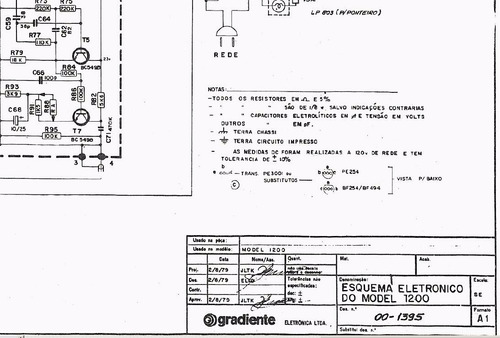 Esquema Eletrônico Do Receiver Gradiente Model 1200 Ou S-125