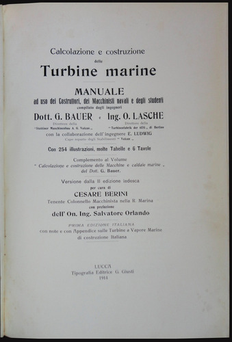 Imagen 3 de 4 de Calcolazione E Costruzione Delle Turbine Marine Vap 48n 261