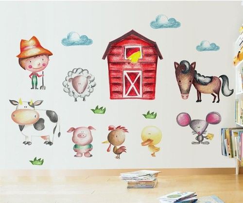 Imagen 2 de 3 de Linda Wall Vinilos Pared Granja Decoración Infantil Animales
