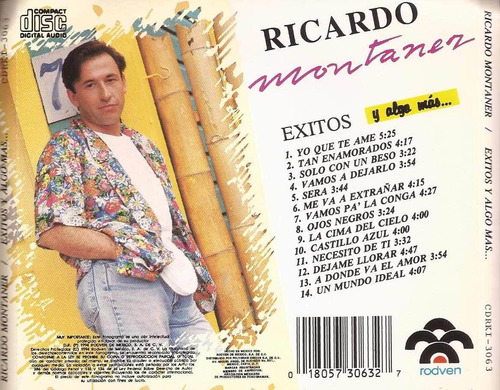 Ricardo Montaner Exitos Y Algo Mas Cd 1a Ed 1994 (Usado)