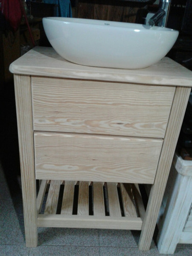 Mueble Rustico En Madera Maciza Para Bacha De Baño