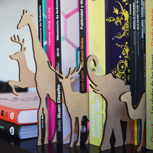 Separadores De Libros Con Forma De Animales Color Madera