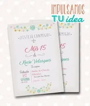 Comprar Invitación De Quince - Tarjeta De 15 Para Imprimir Flores
