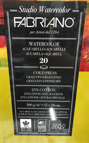 Imagen 2 de 4 de Nuevo Block Fabriano Watercolor 300g. 25x35 20h Barrio Norte