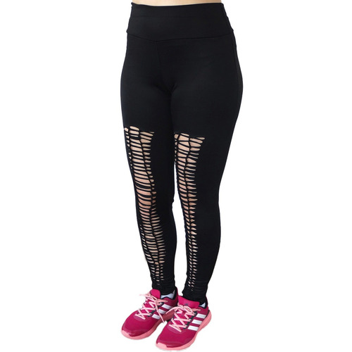 Calça Legging Fitness Rasgada Giletada Trançada Customizada