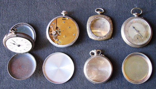 Lote Con 5 Relojes De Bolsillo Antiguos Para Reparar-repuest