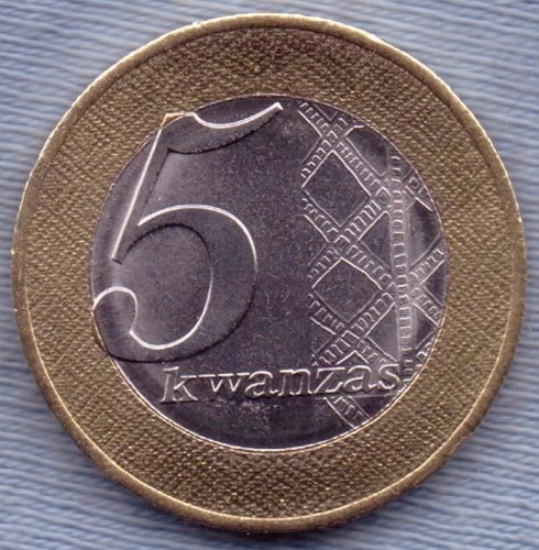 Imagen 1 de 2 de Angola 5 Kwanzas 2012 * Republica * Bimetalica *