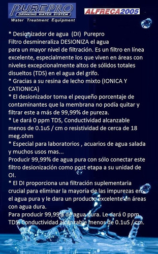 Cartucho Lecho Mixto Anionica Y Cationica Filtros De Agua