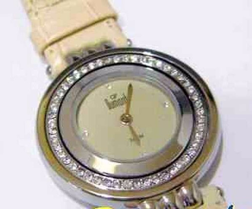 Relógio Dumont Pulseira Sw36374e Couro Bege E Strass