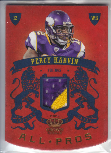 2010 Crown Royale 3color Patch Percy Harvin 13/50 Wr Vikings