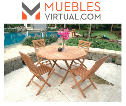 Mesa Y Sillas Plegables De Jardin De Madera Teka