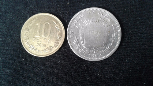 Costa Rica 50 Céntimos 1892 Plata
