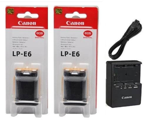 2 Baterias Canon Lp-e6 Original+ Carregador Lc-e6e 60d 7d 5d