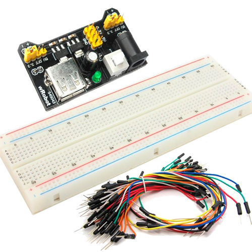 Kit Protoboard Fuente 5v 3.3v Cables Macho Arduino Ptec