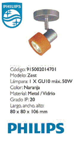 Imagen 2 de 3 de Aplique De Pared Philips Zest Naranja X 1 Luz