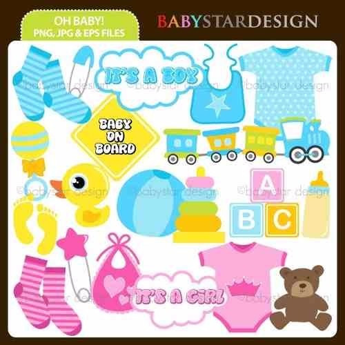 Kit Imprimible Baby Shower 2 Imagenes Clipart