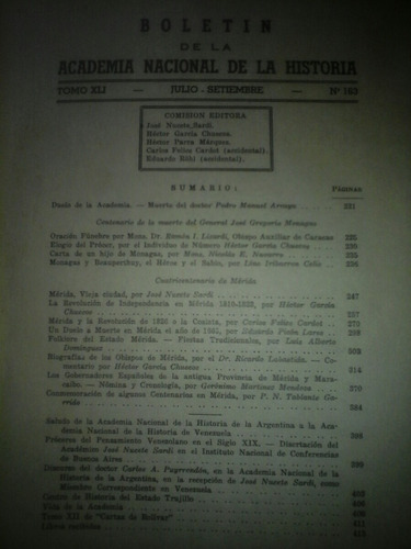 Academia Nacional D La Historia Nro 163.ano 1958