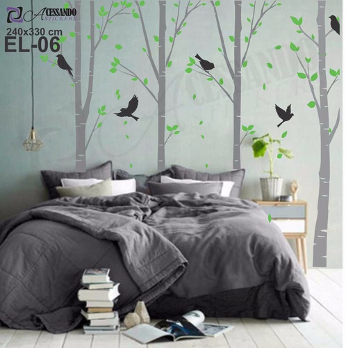 Adesivo Decorativo Papel Parede Floresta Arvores Gigante 3mt