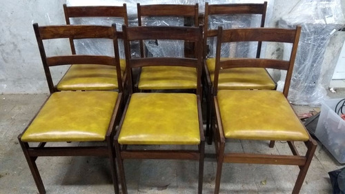 Conjunto De 6 Cadeiras Em Jacarandá, Anos 50/60