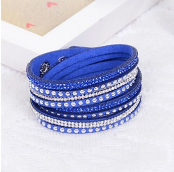 Pulseira Bracelete Tipo Couro Cristais Slake Brilho Strass