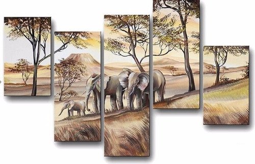 Cuadros Modernos Africanos Pintados En Tela Paisajes