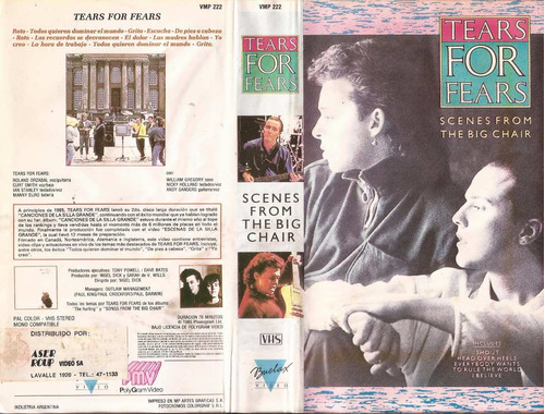 Tears For Fears Scenes From The Big Chair 1985 Vhs Musical