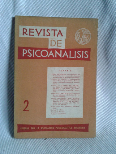 Imagen 1 de 2 de Revista De Psicoanalisis Abril Junio 1963 Tomo Xx Nº2