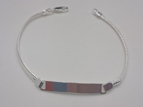 Imagem 4 de 7 de Pulseira Chapa Adulto Malha Italiana Prata 925 + Gravação