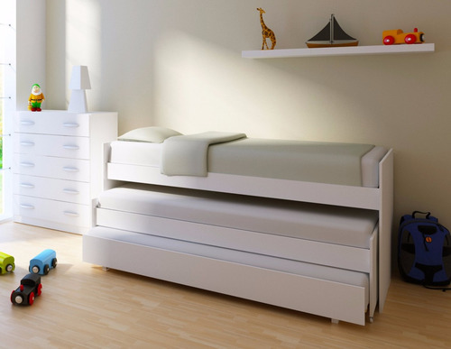 Cama Nido Triple Superpuesta 3 En 1 - Camas Cuchetas 1 Plaza (80 Cm) - 1702-3-8