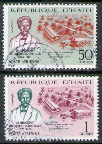 Haití 2 Sellos Aéreos Muerte Dr. Albert Schweitzer Año 1966